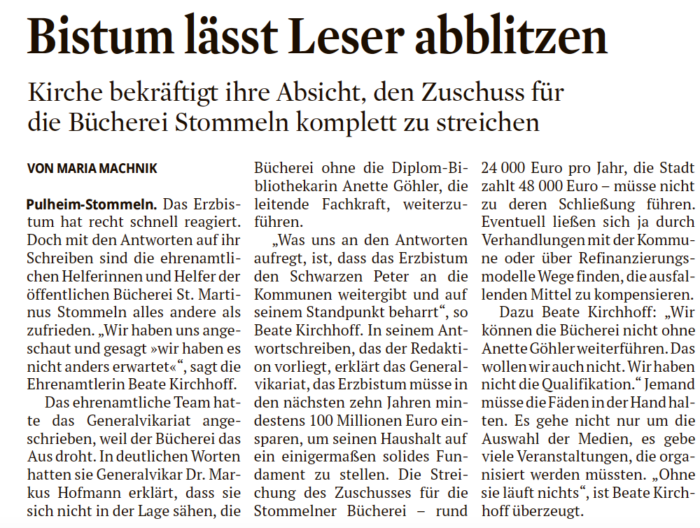 Anwort des Erzbistums
